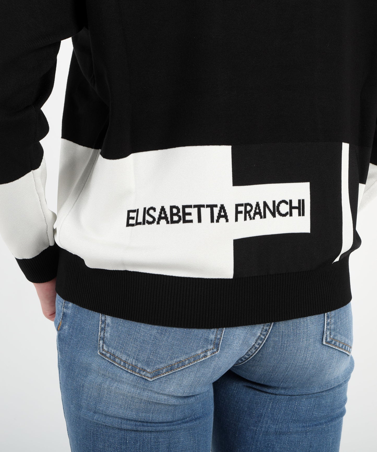 ELISABETTA FRANCHI Maglia girocollo con bande