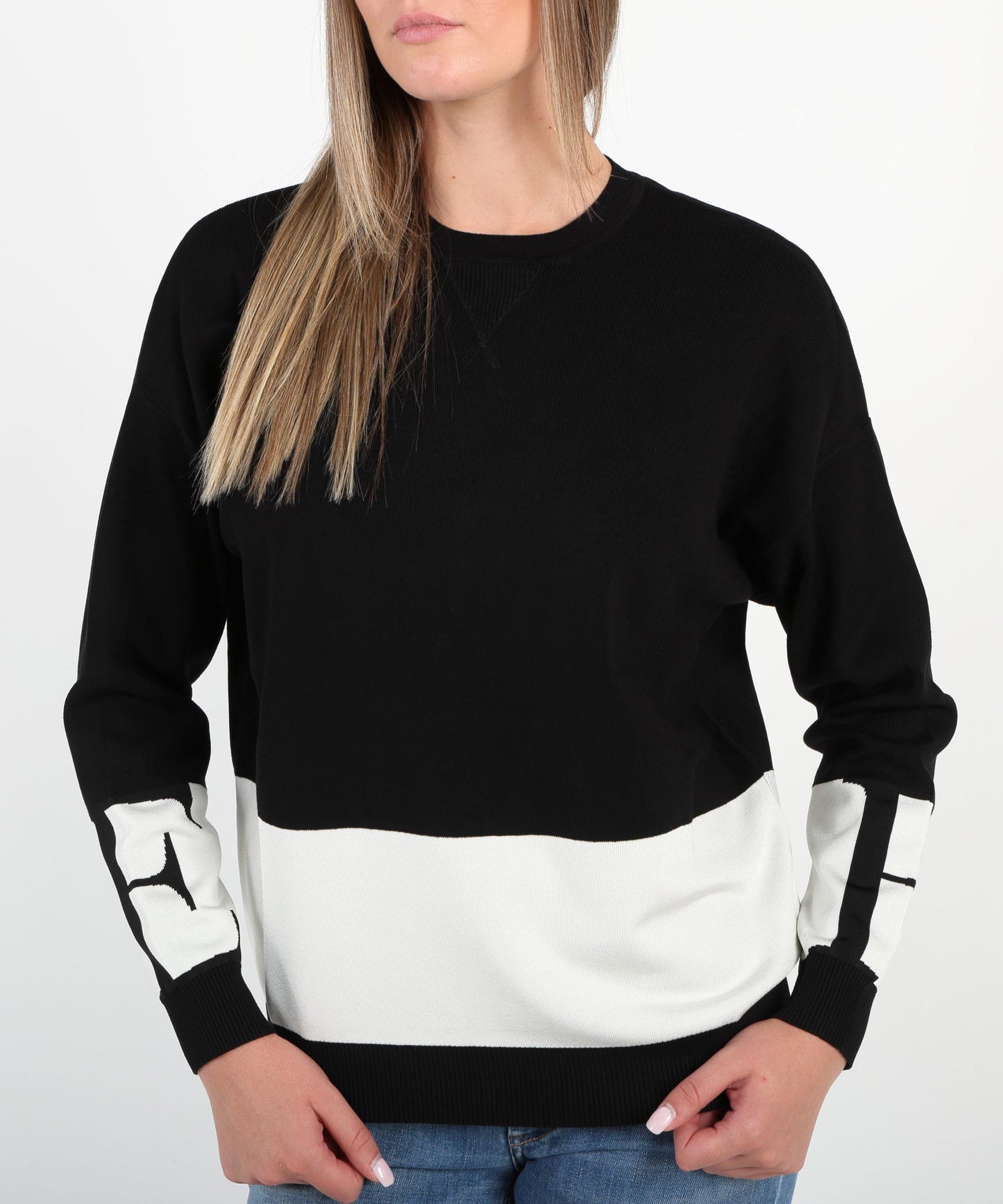 ELISABETTA FRANCHI Maglia girocollo con bande
