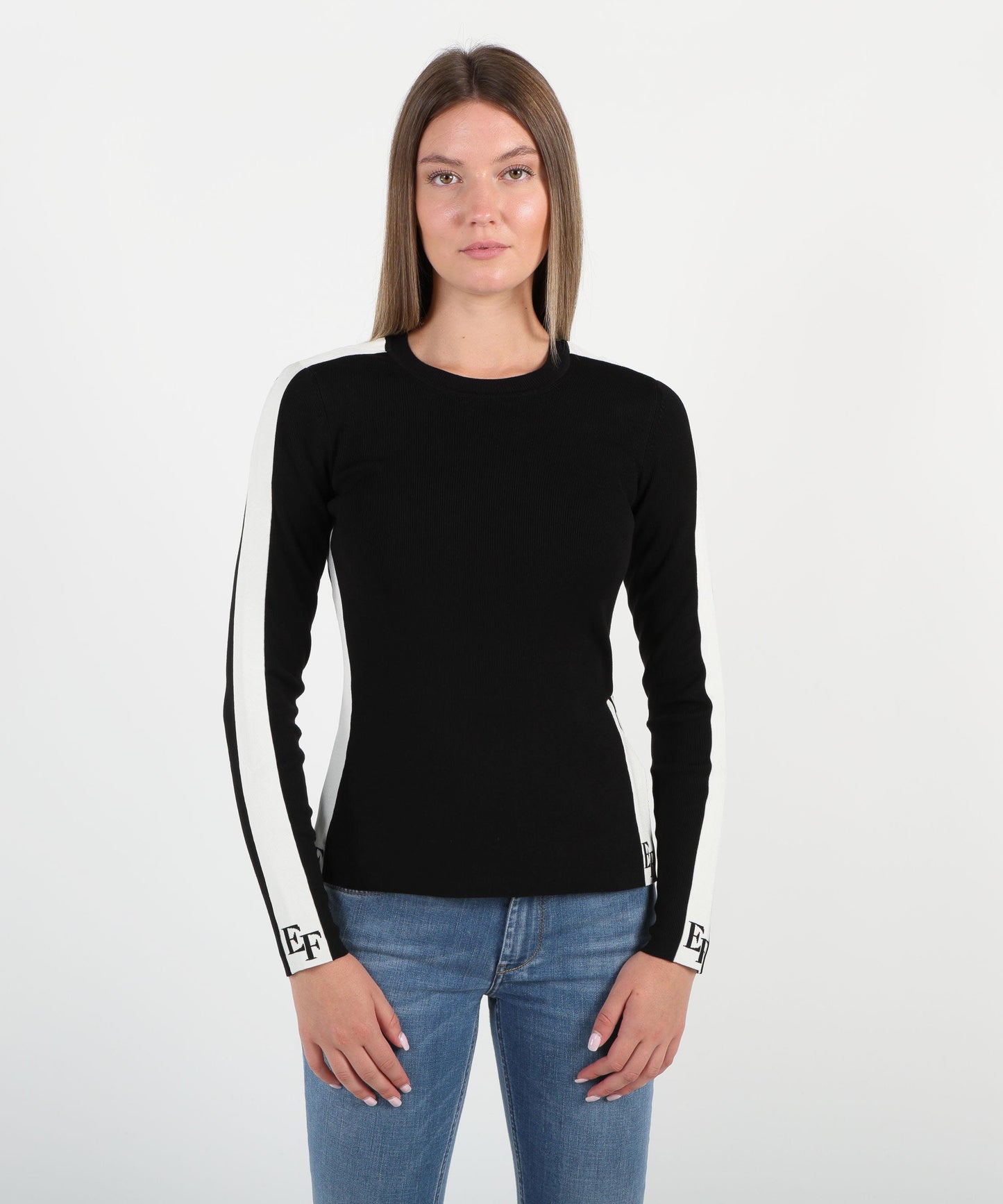 ELISABETTA FRANCHI Maglia girocollo con bande