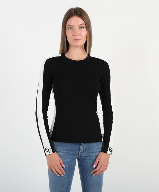 ELISABETTA FRANCHI Maglia girocollo con bande