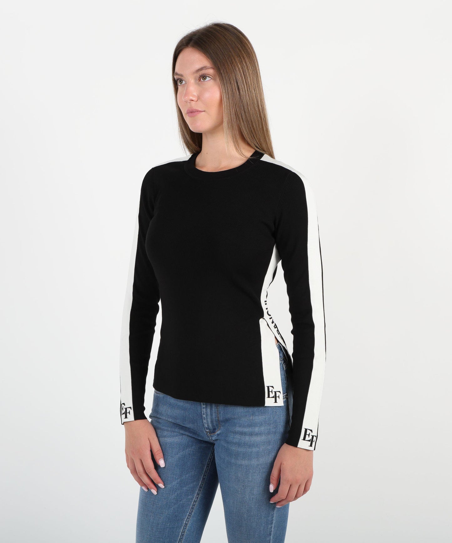 ELISABETTA FRANCHI Maglia girocollo con bande