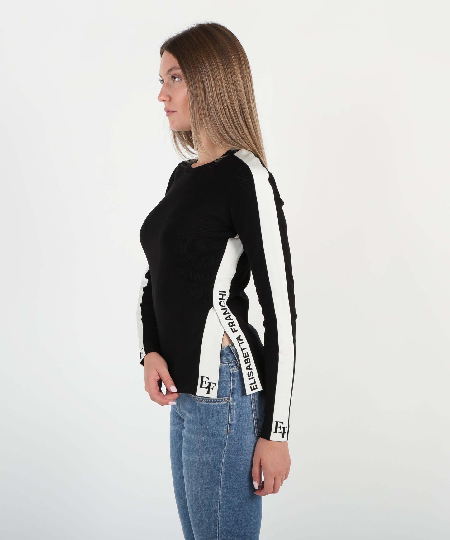 ELISABETTA FRANCHI Maglia girocollo con bande