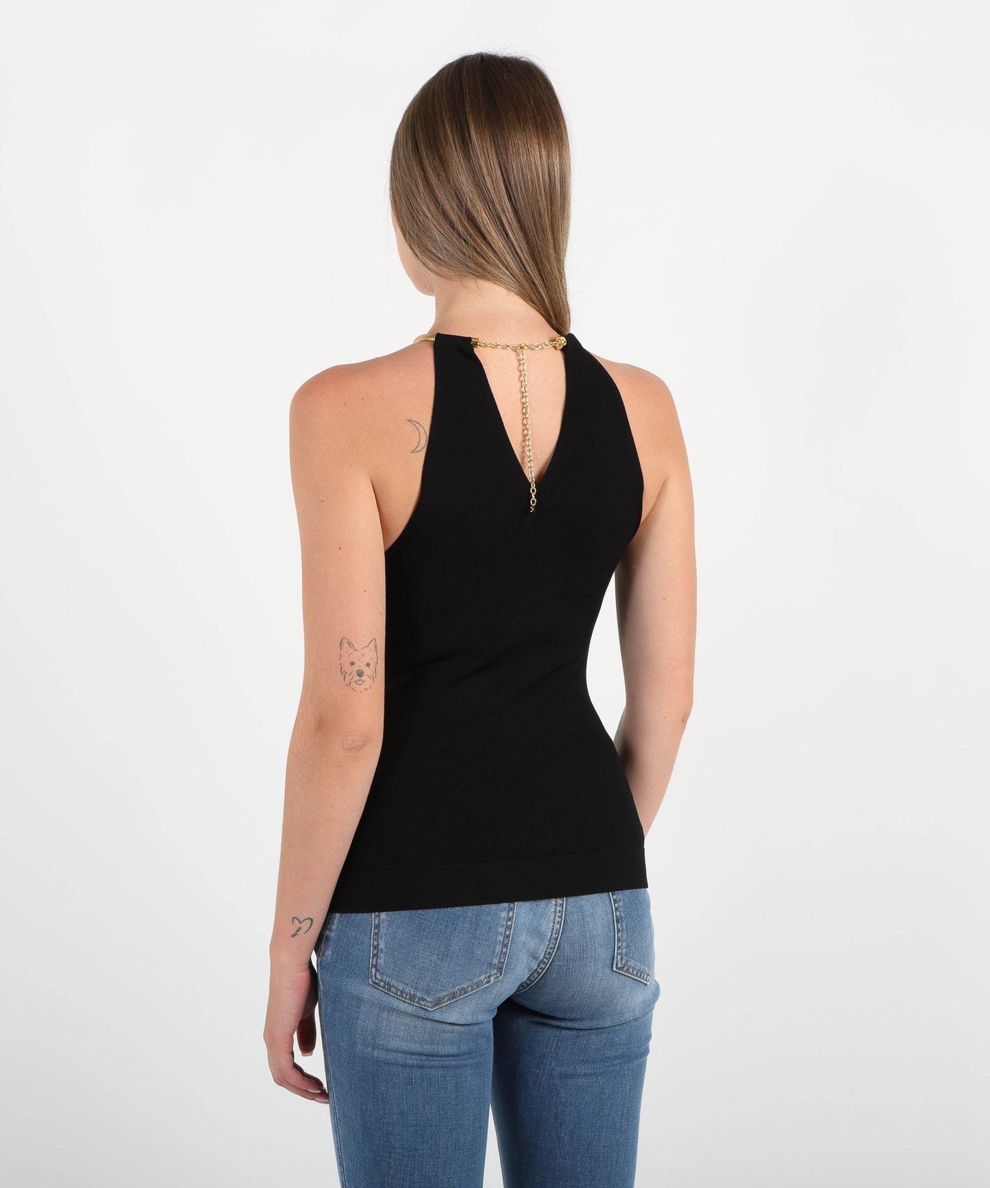 ELISABETTA FRANCHI Top in maglia con snake gioiello