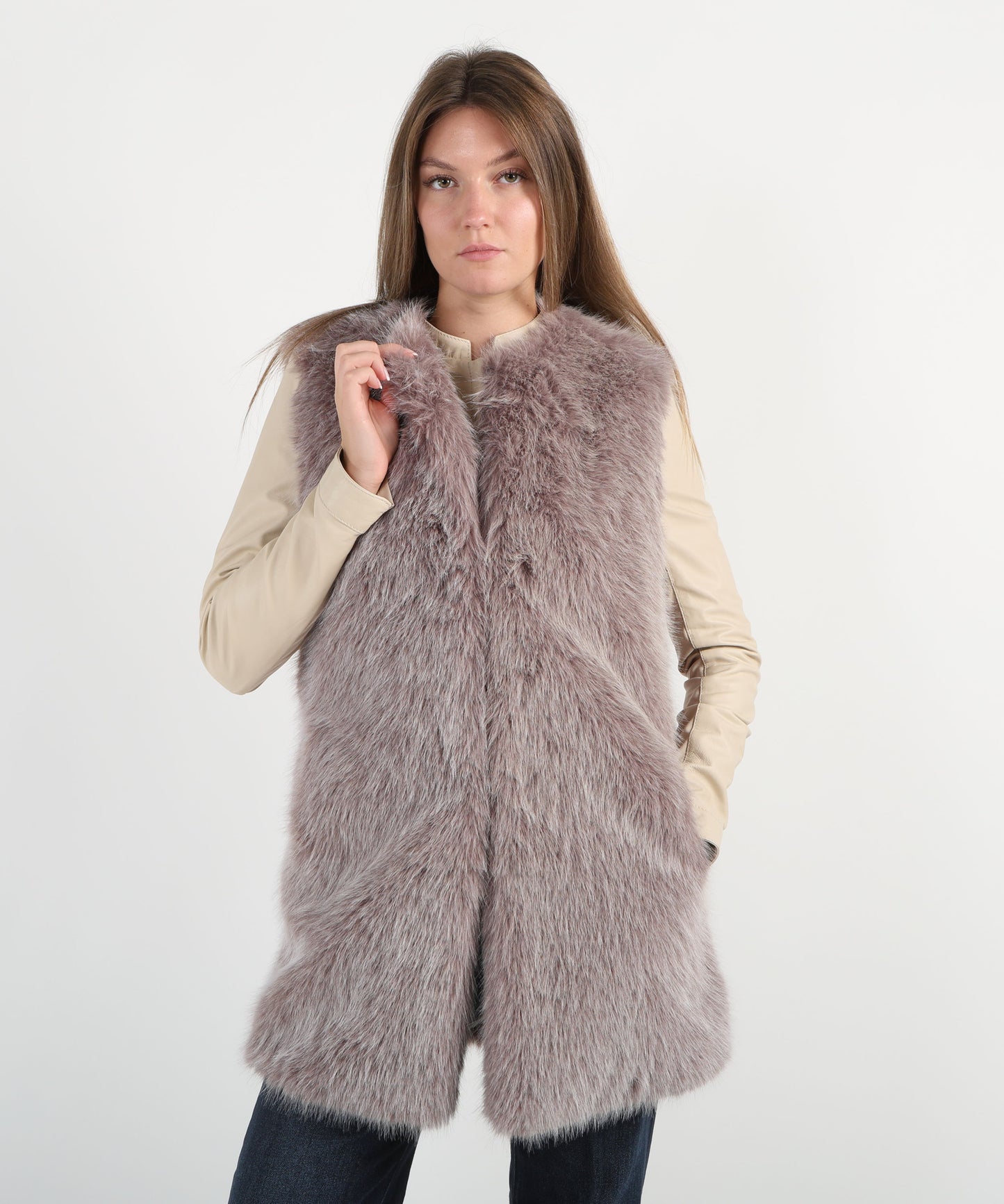 HERNO gilet pelliccia