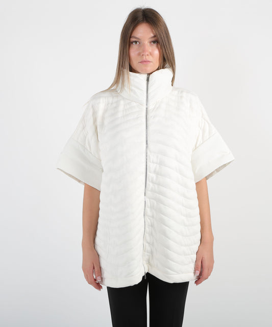 HERNO Poncho in resort in maglione wave imbottito e nylon elasticizzato leggero