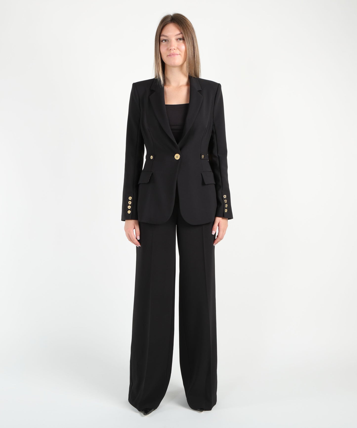 ELISABETTA FRANCHI Pantaloni in crêpe leggero con nastro logo