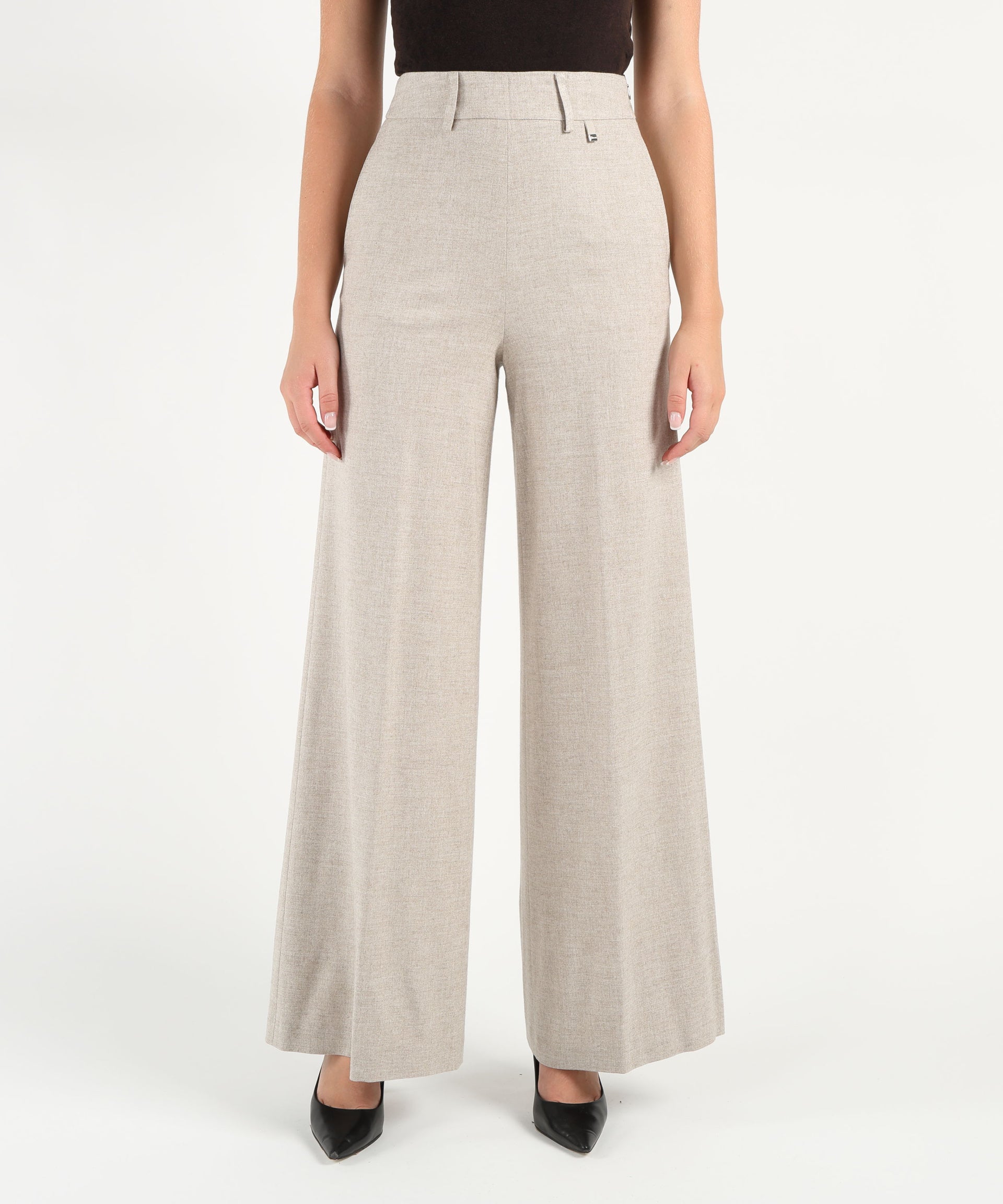 HERNO Pantaloni in flanella mélange con gamba dritta