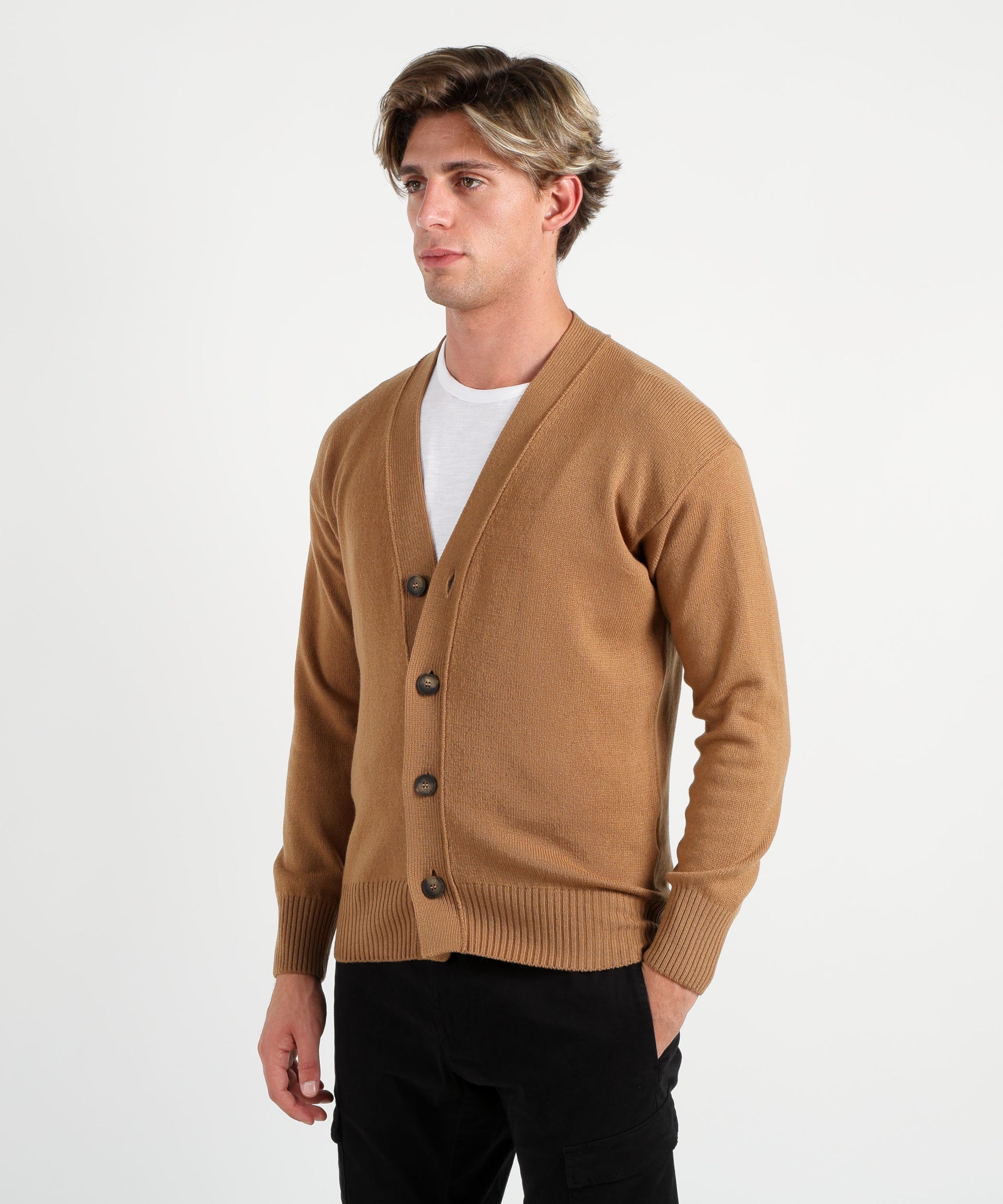 Cardigan Uomo Lungo E Morbido Con Cappuccio - Maglia Leggera Con Bottoni E Tasche - Foto 2