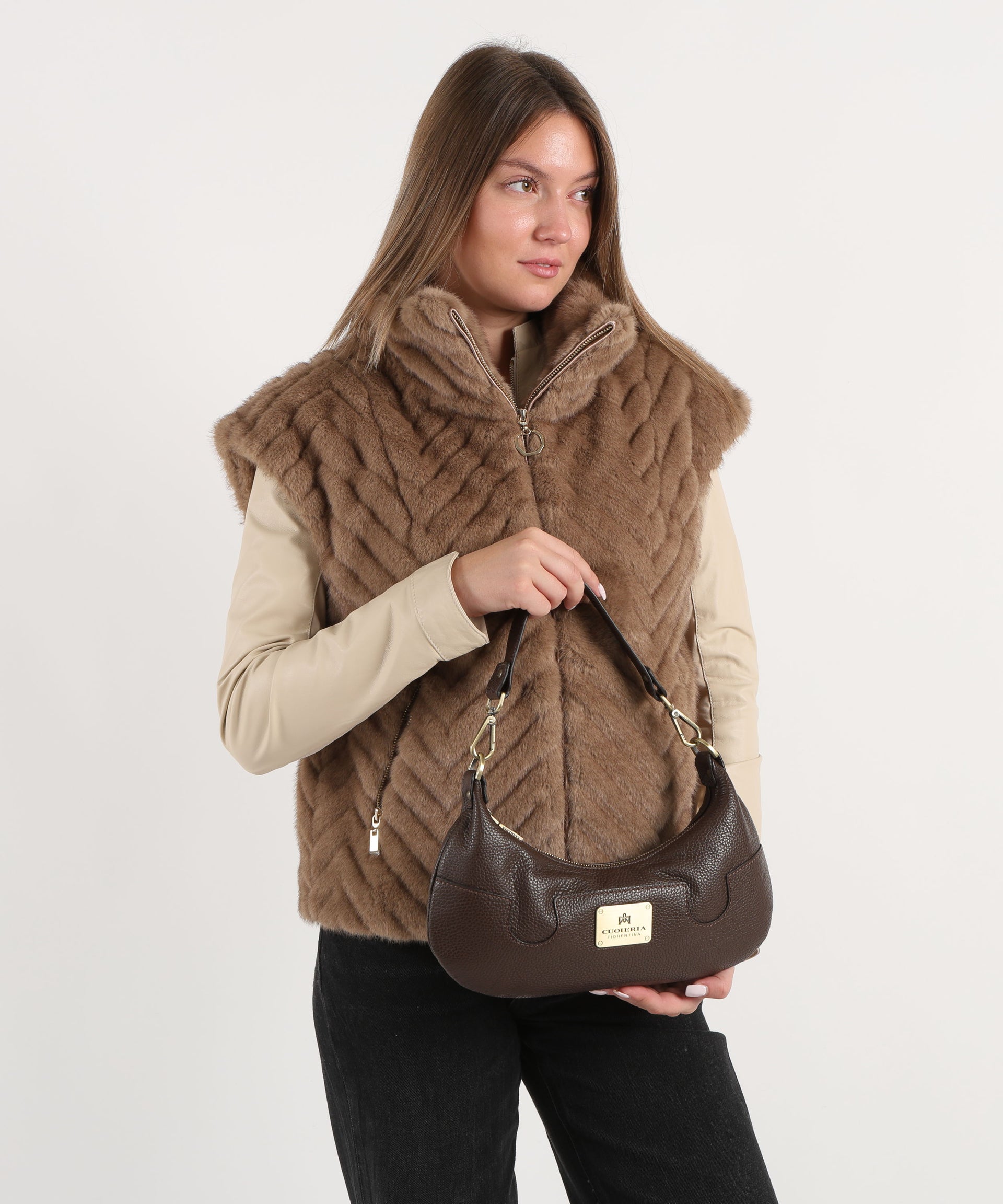 CUOIERIA FIORENTINA  Borsa Small Croissant Bella Selleria – Eleganza Urbana in Pelle di Vitello