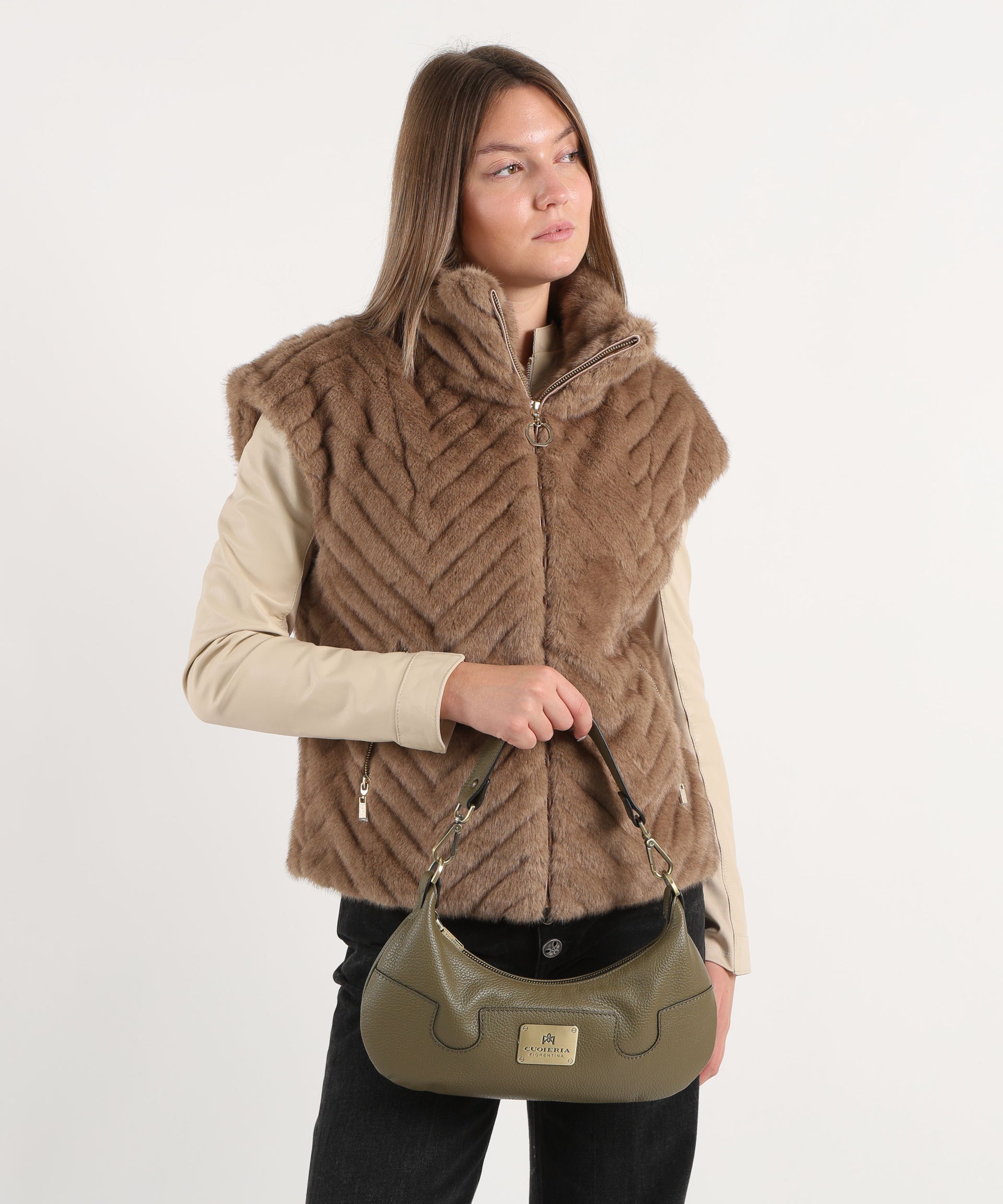 CUOIERIA FIORENTINA  Borsa Small Croissant Bella Selleria – Eleganza Urbana in Pelle di Vitello