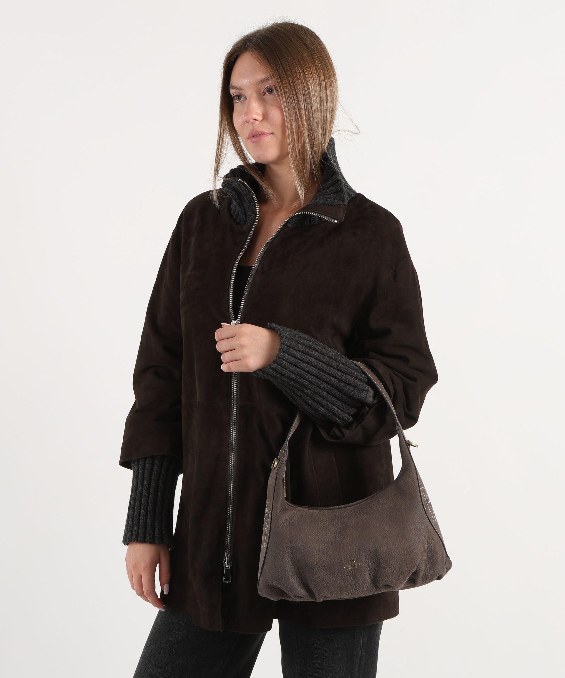 CUOIERIA FIORENTINA  Piccolo Hobo Maxima – Eleganza Boho-Chic in Pelle Nabuk