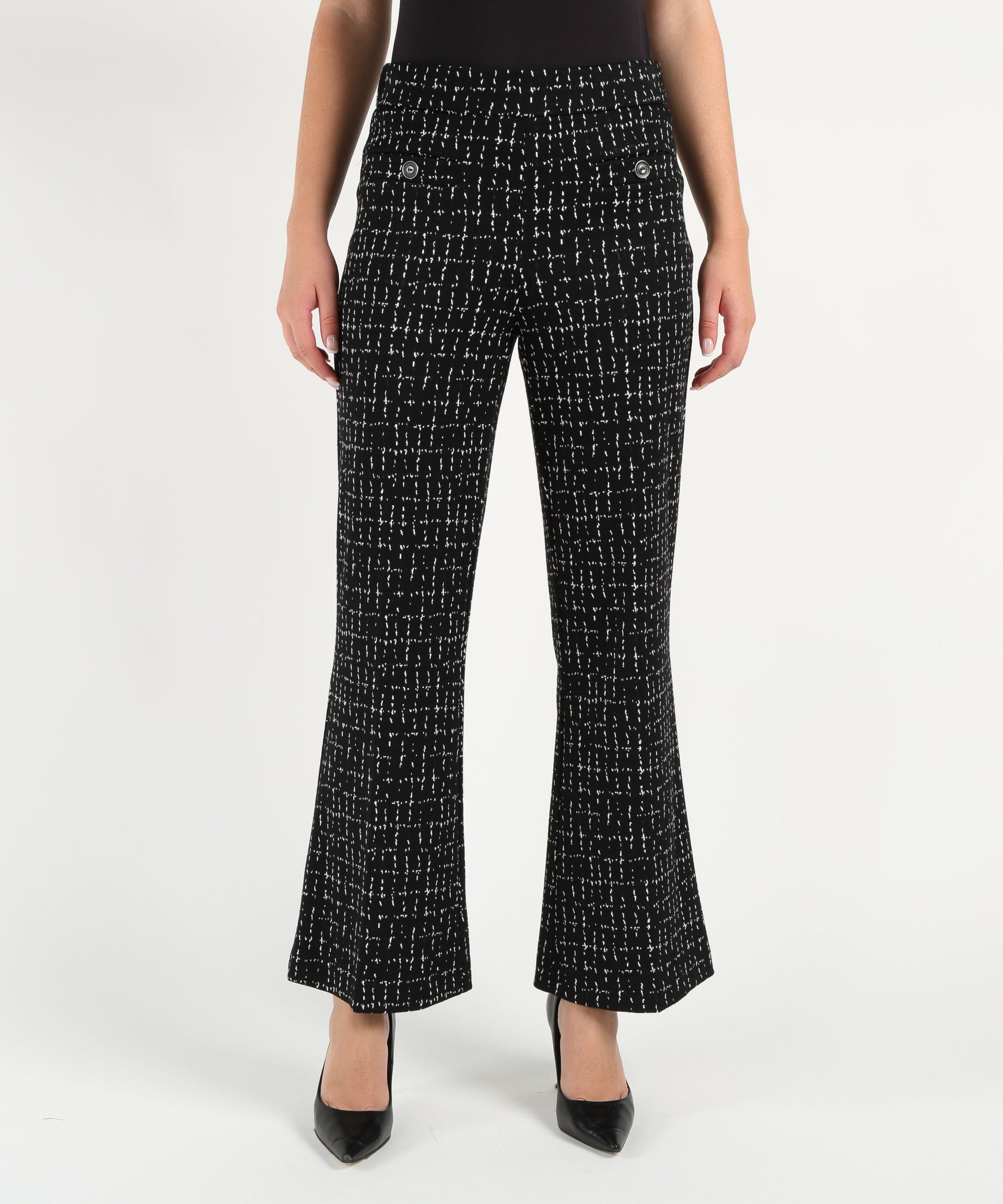 RIBKOFF Pantaloni svasati in jacquard con stampa a scacchi