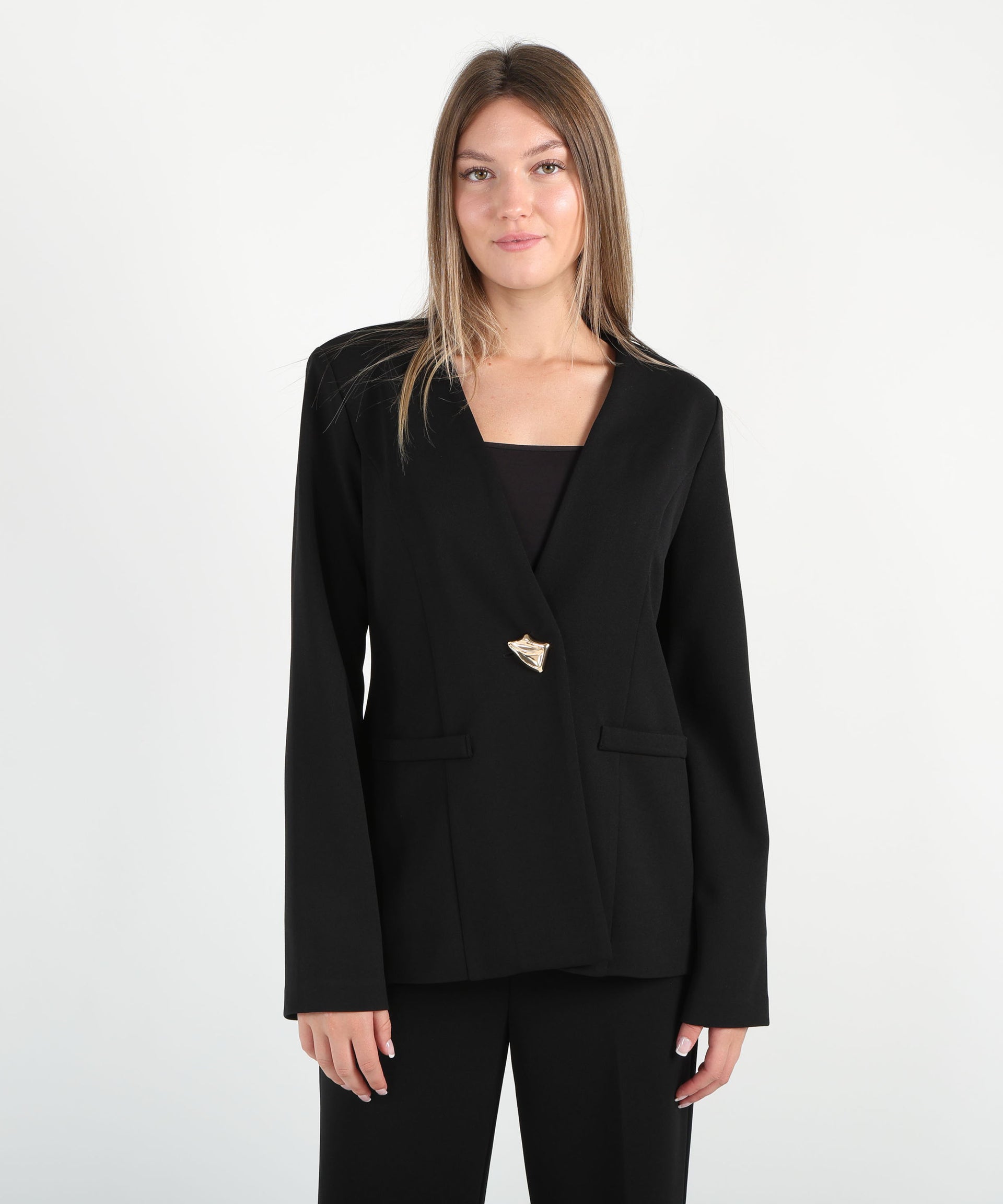 RIBKOFF Blazer senza colletto in crêpe effetto scuba