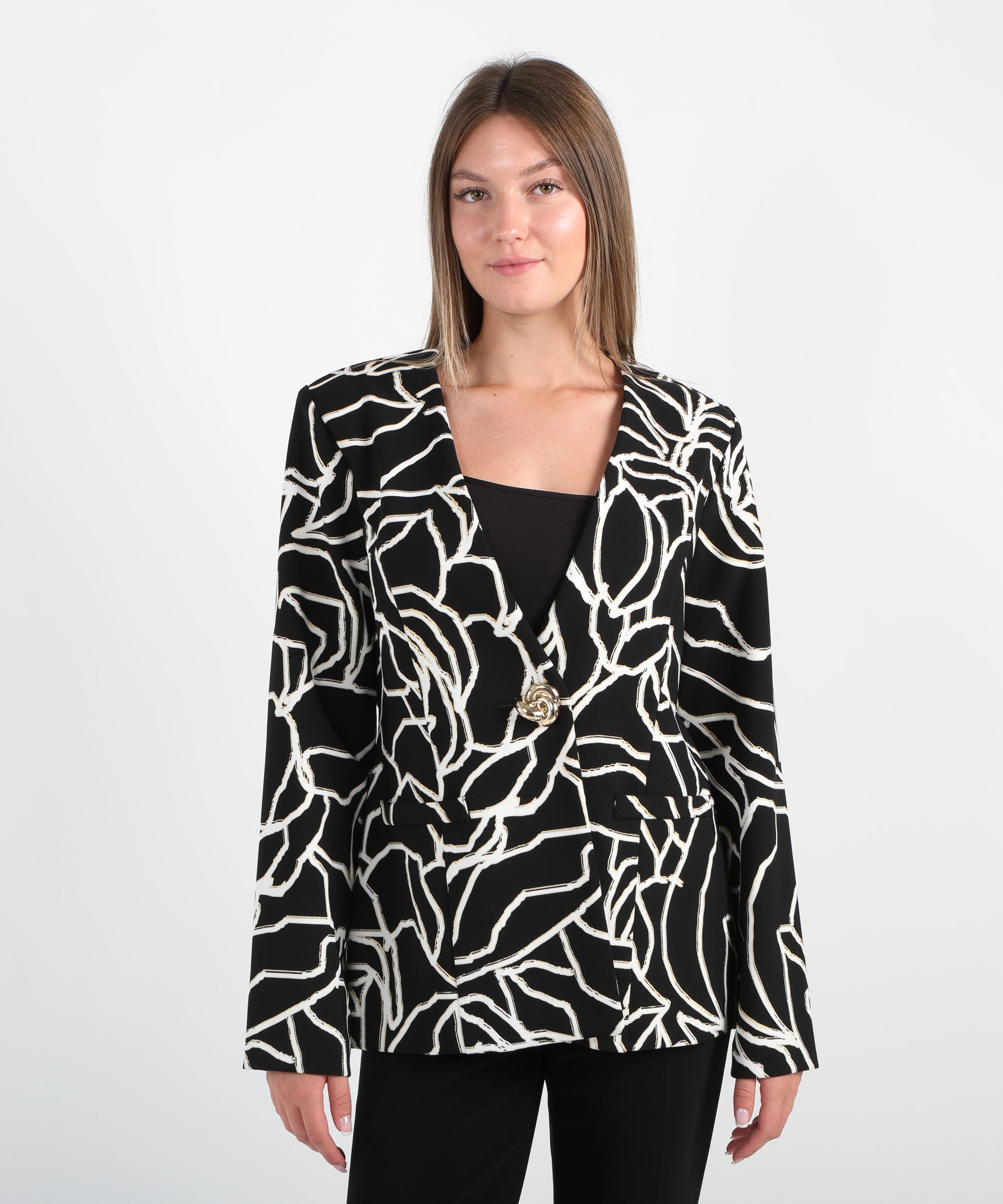 RIBKOFF Blazer in twill Lux con stampa floreale laminata