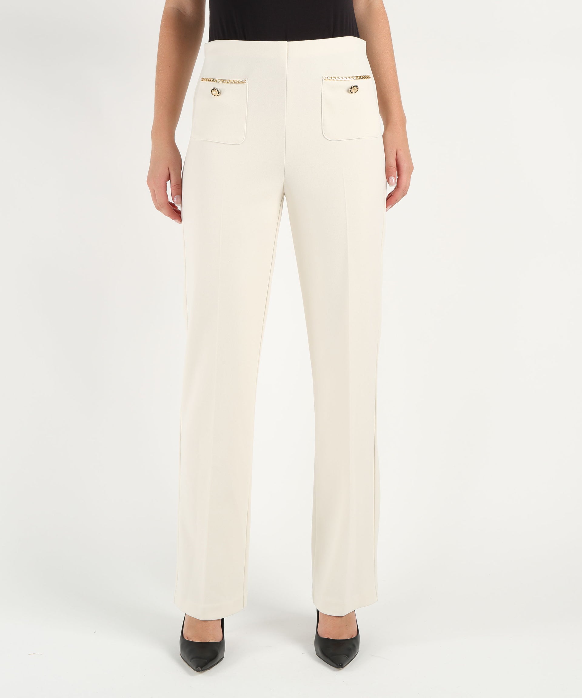 RIBKOFF Pantaloni dritti pull-on in crêpe effetto scuba