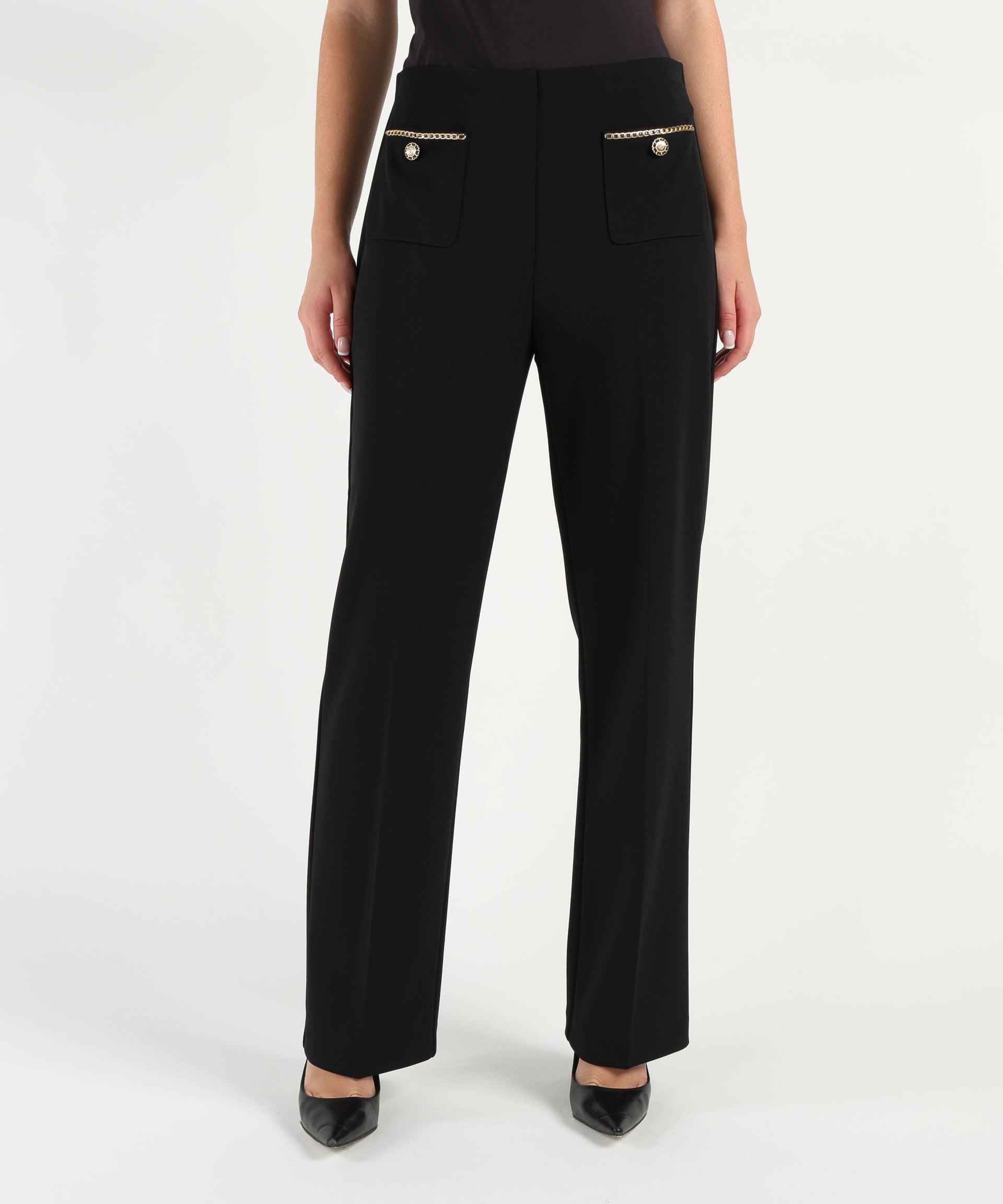 RIBKOFF Pantaloni dritti pull-on in crêpe effetto scuba