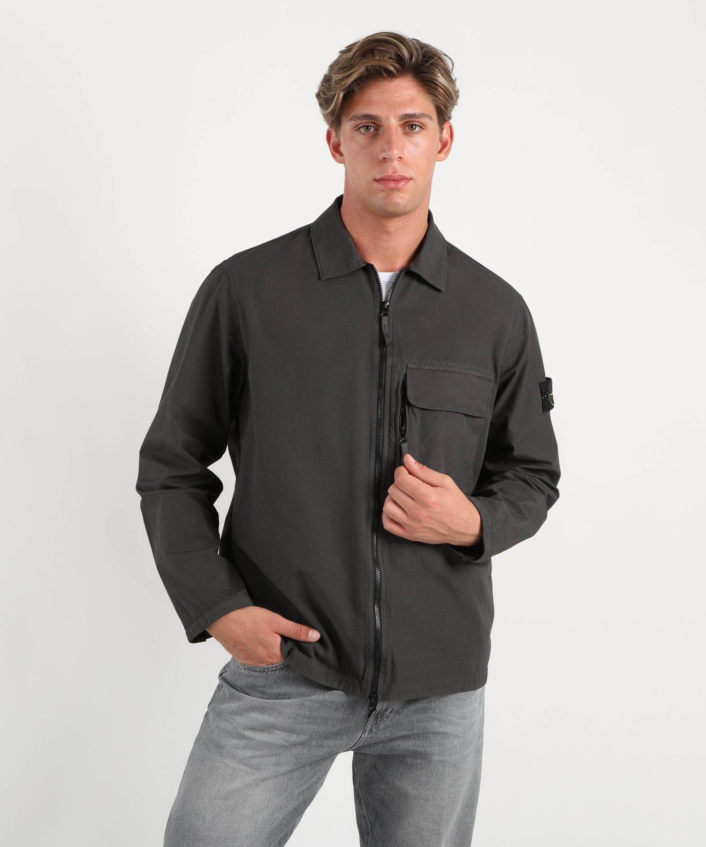 STONE ISLAND Overshirt con tasca sul petto