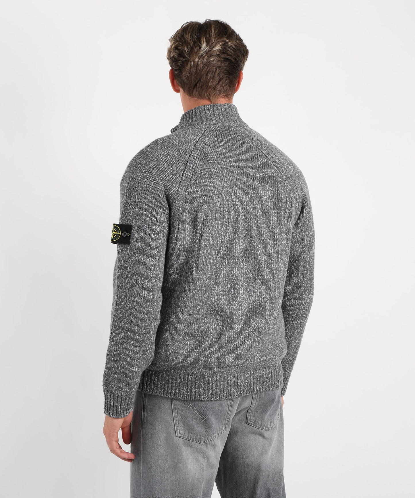 STONE ISLAND Maglione con zip, colletto rigido