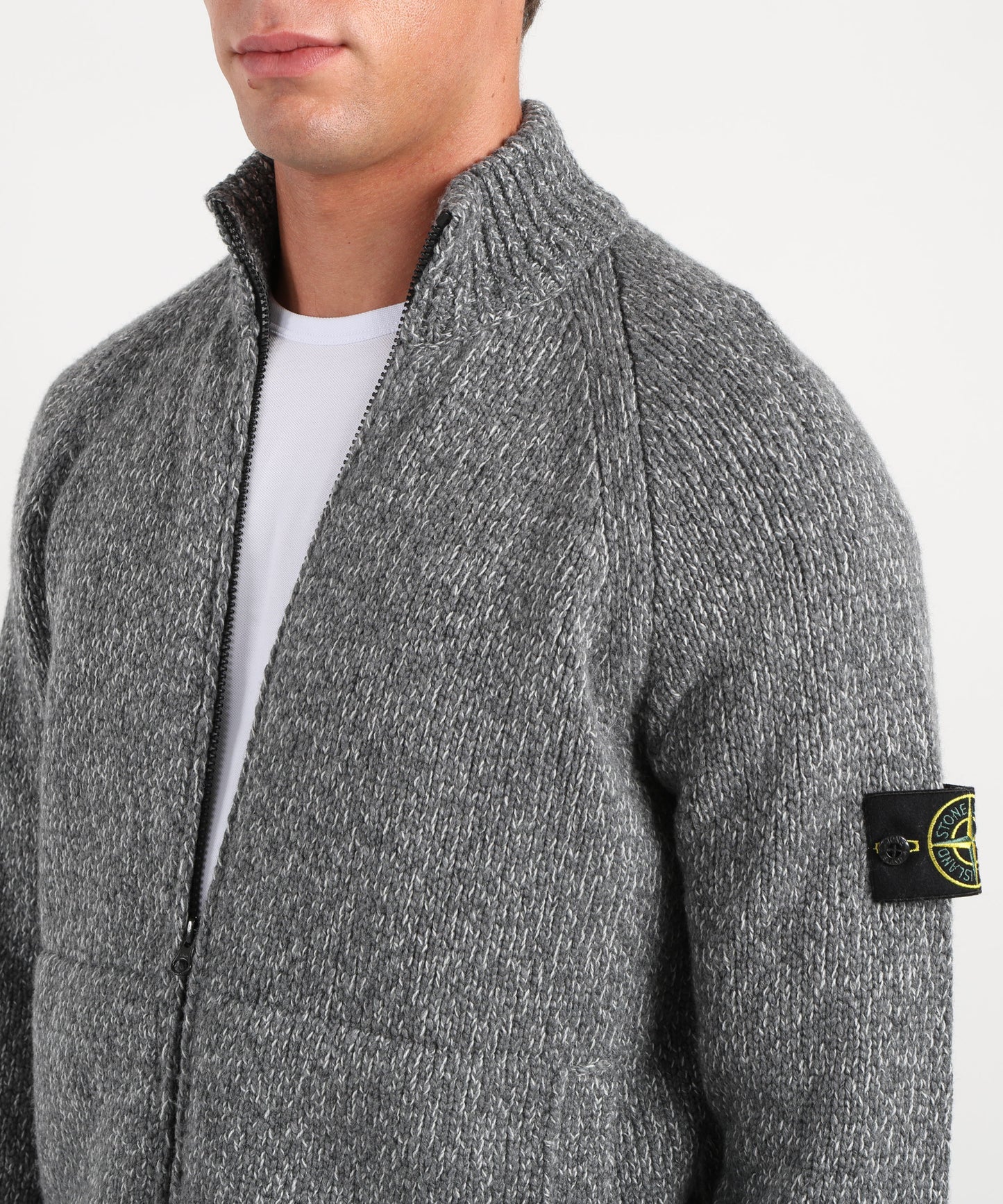 STONE ISLAND Maglione con zip, colletto rigido