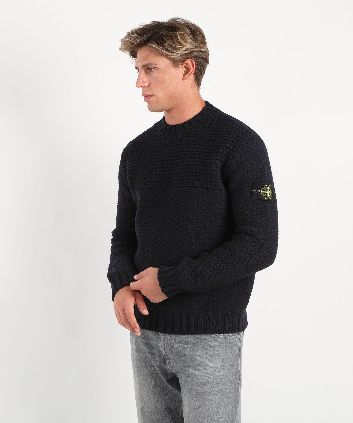 STONE ISLAND Maglione con collo a lupetto con finiture a coste larghe