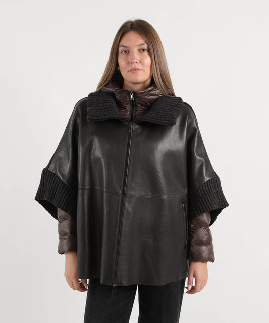 THE JACKIE LEATHERS Piumino con mantella lavinia knit