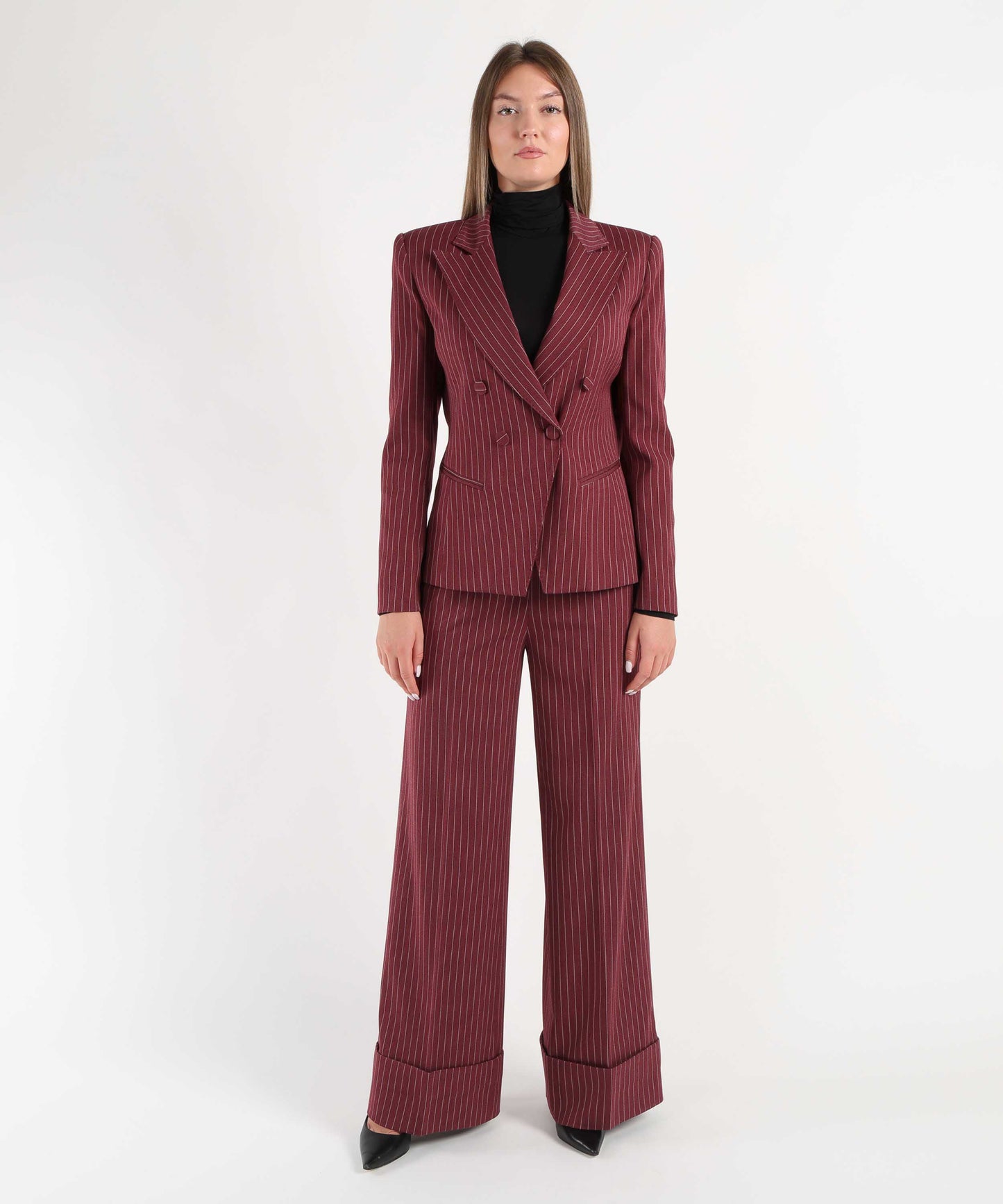 SILENCE LIMITED pinstripe wide leg