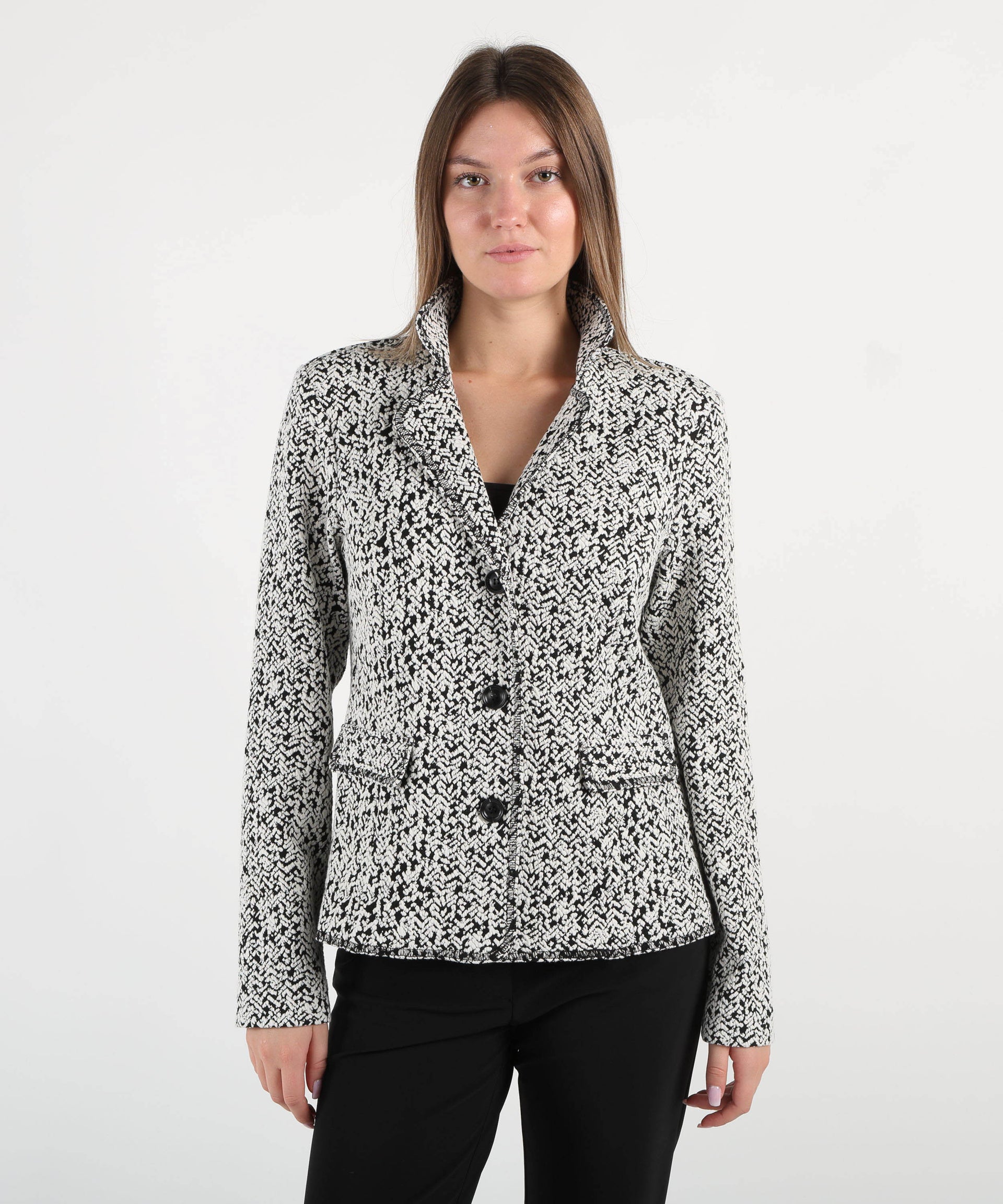 RIBKOFF Blazer aderente in maglia jacquard con motivo astratto