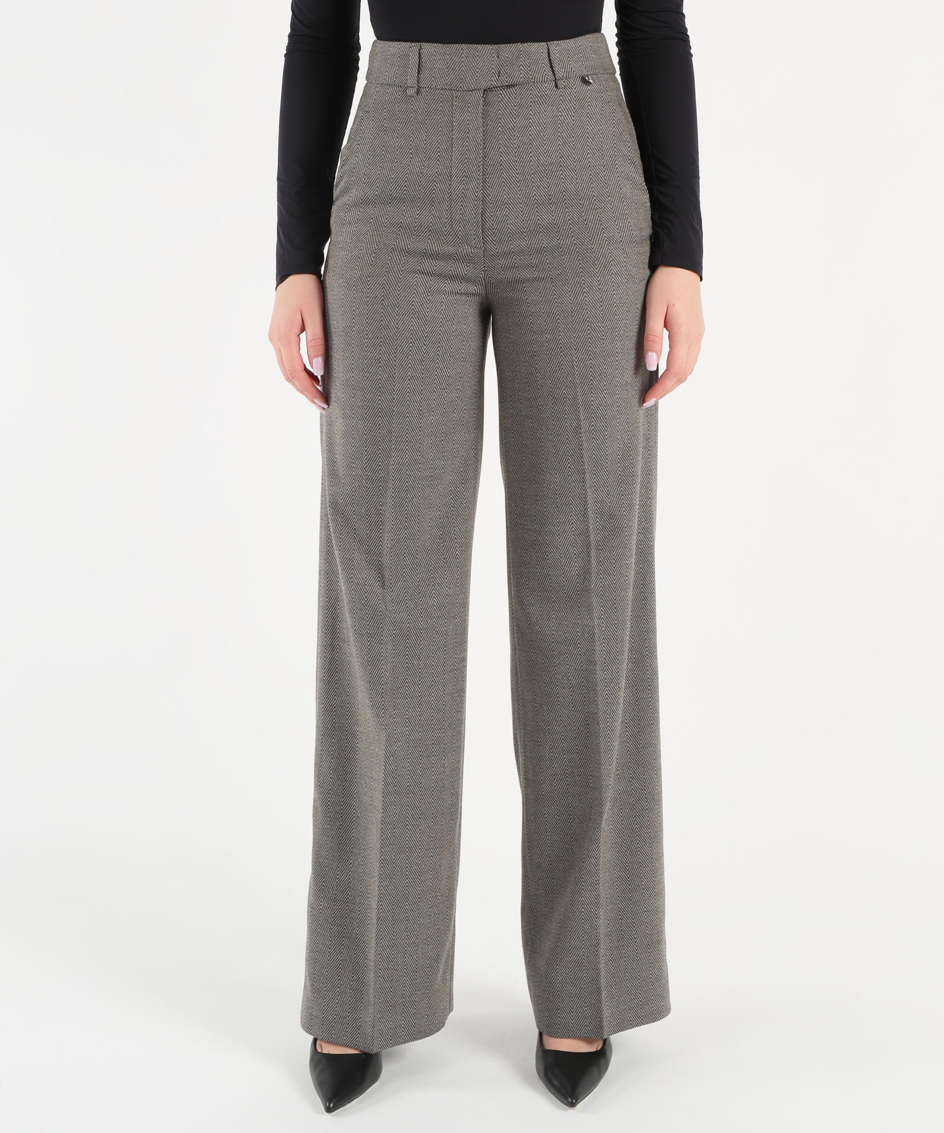 LIUJO BLACK Pantaloni straight con piega