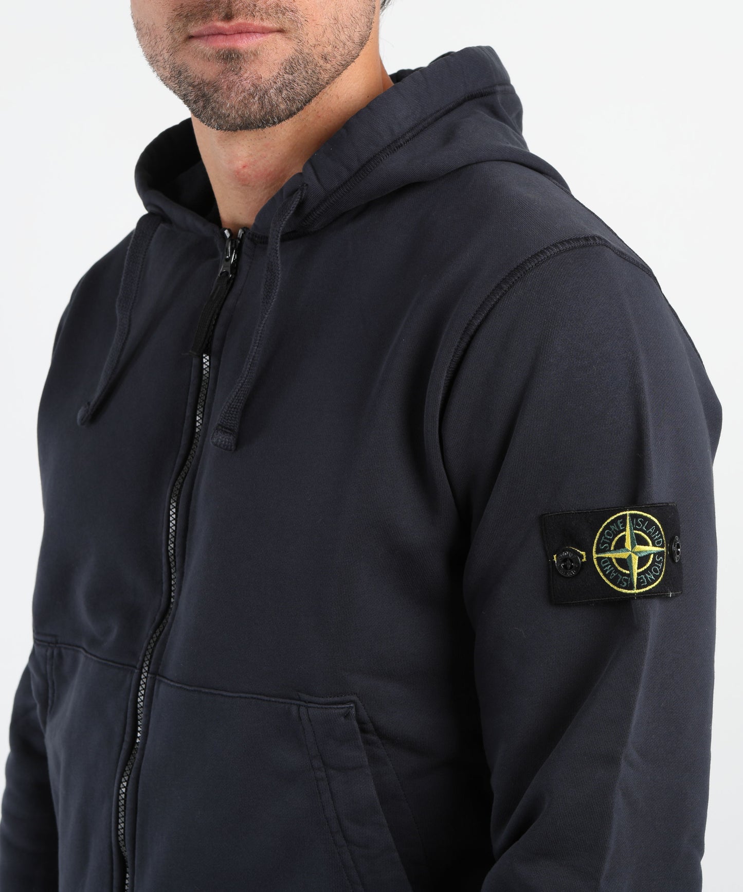 STONE ISLAND Felpa vestibilità regular con cappuccio, zip e tasche
