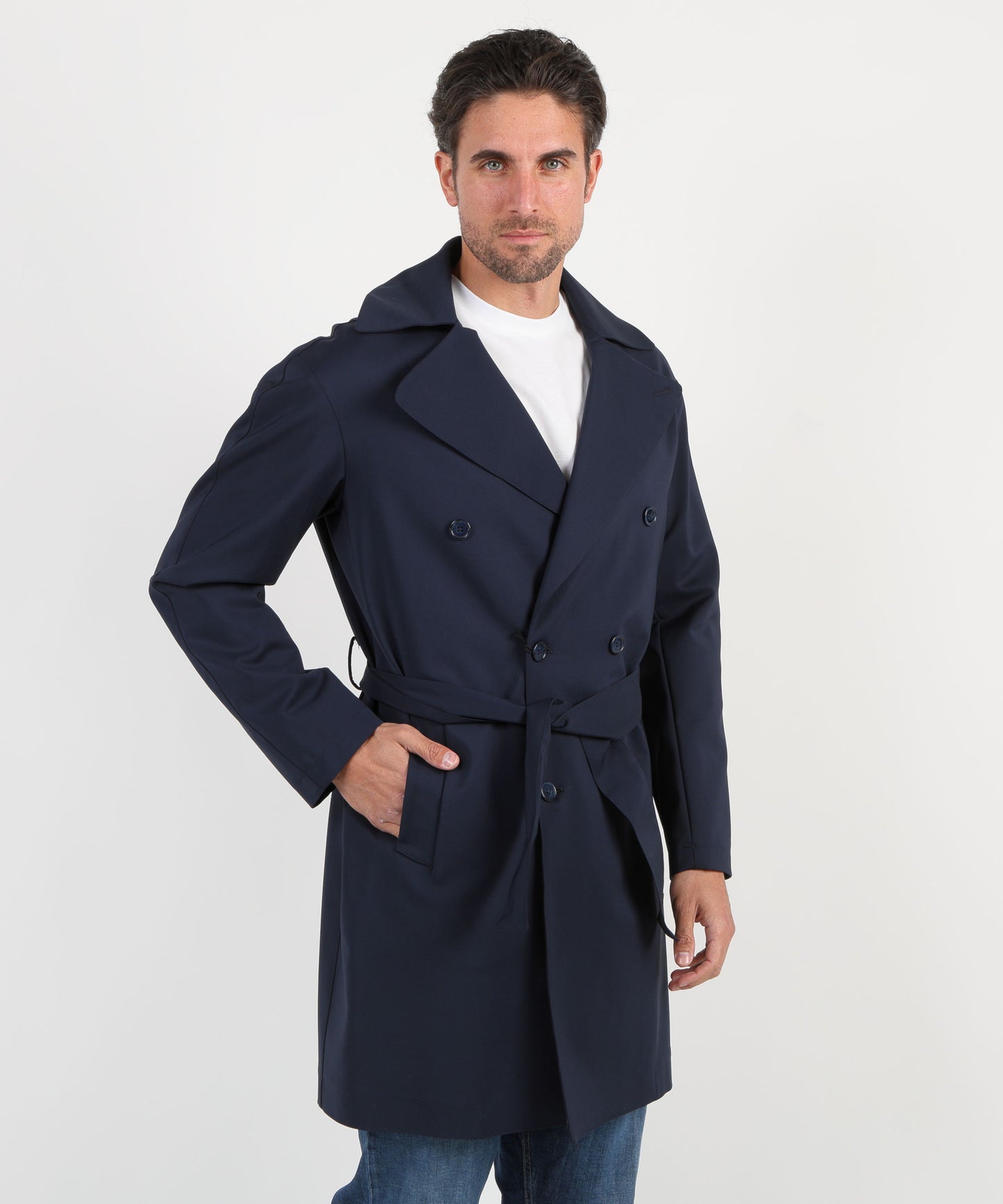 MARINO Trench doppiopetto con cinta