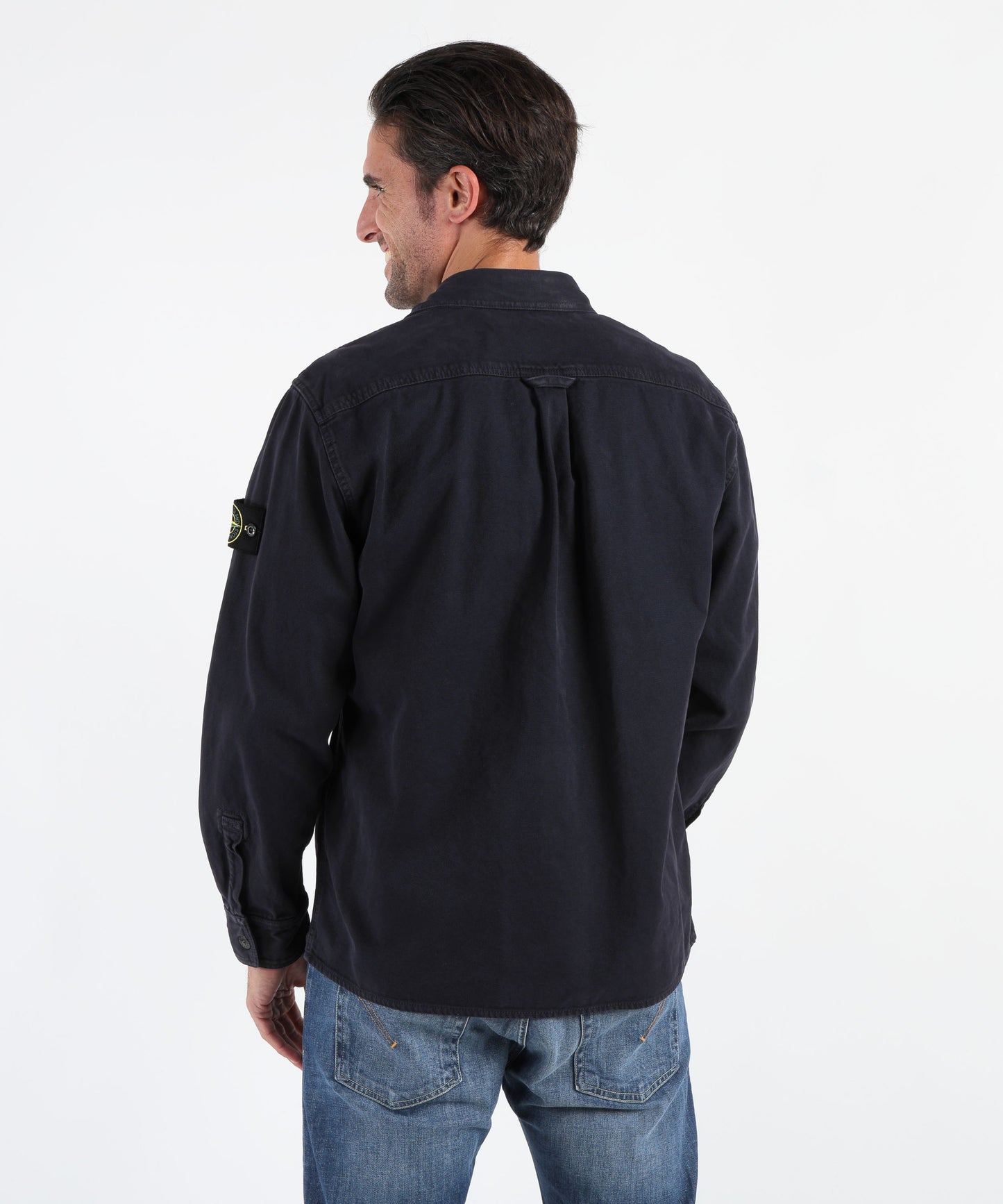STONE ISLAND Organic panama cotton old effect shirt