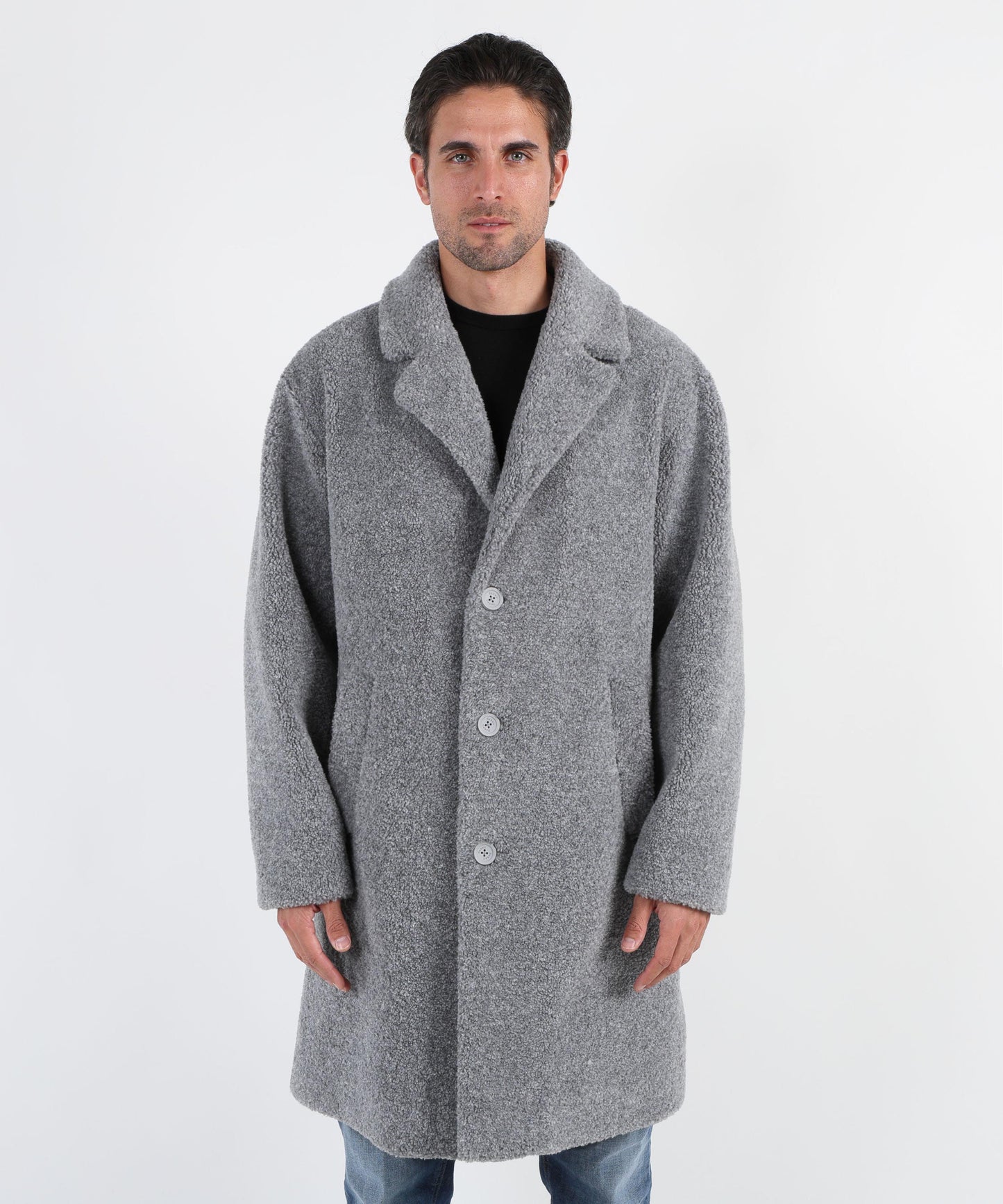 HERNO Single-breasted coat in teddy fabric