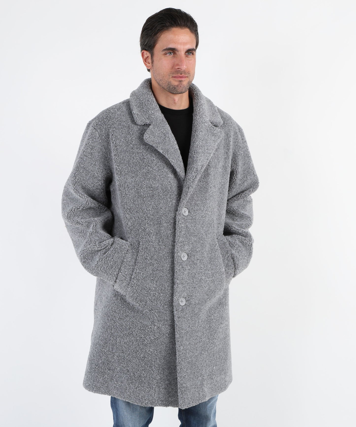 HERNO Single-breasted coat in teddy fabric