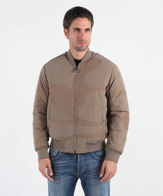 EMPORIO ARMANI Blouson reversibile in nylon logo lettering flock