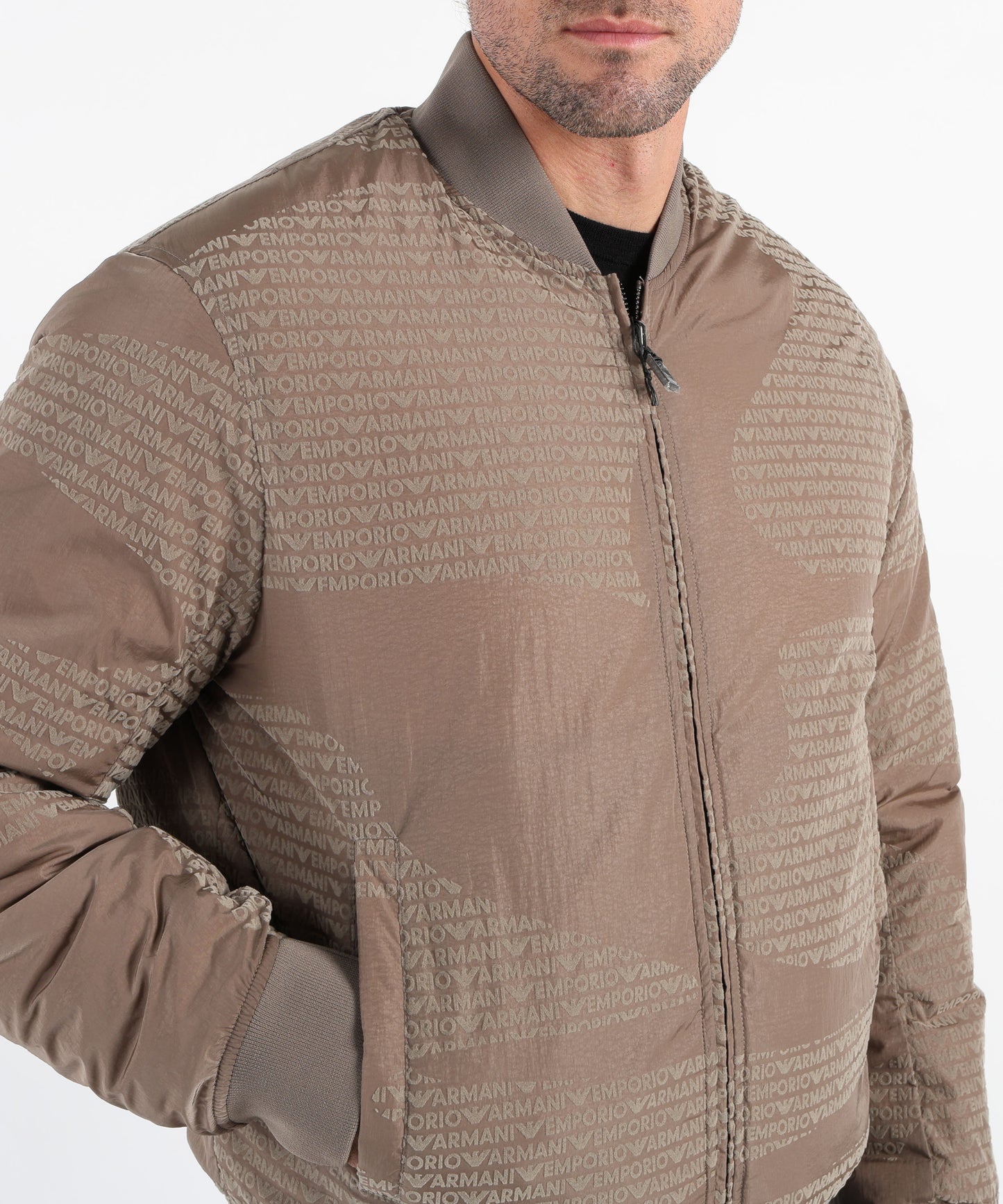 EMPORIO ARMANI Blouson reversibile in nylon logo lettering flock