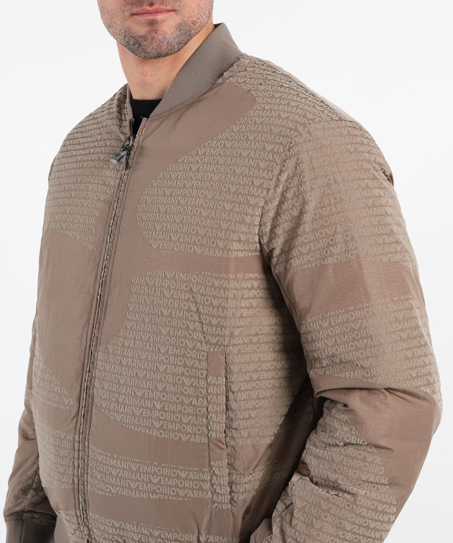 EMPORIO ARMANI Blouson reversibile in nylon logo lettering flock