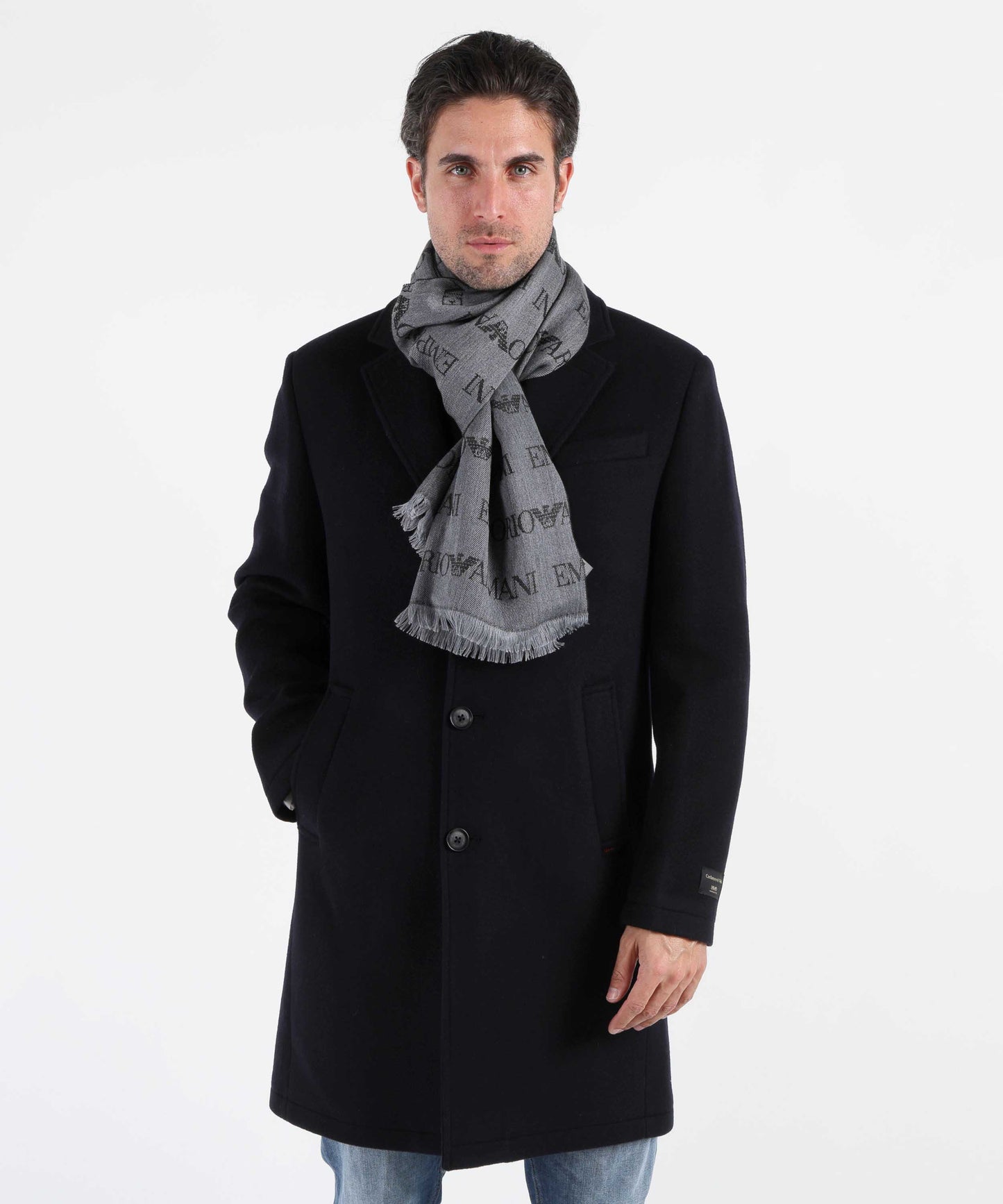 EMPORIO ARMANI Sciarpa Uomo multi logo in lana