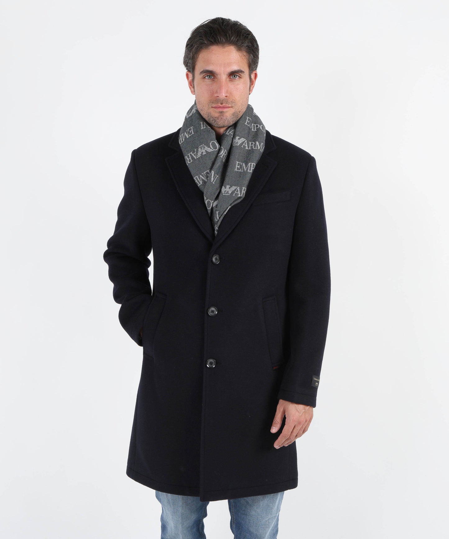 EMPORIO ARMANI Sciarpa Uomo multi logo in lana