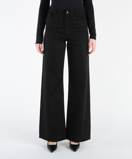 RIBKOFF Jeans classici a gamba larga con strass