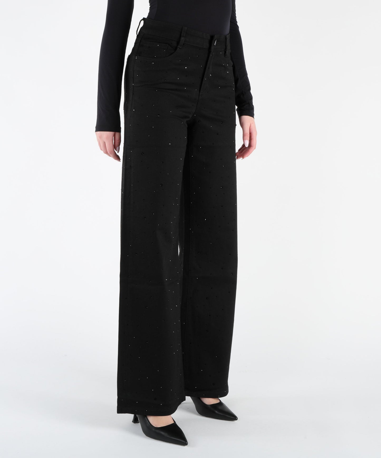 RIBKOFF Jeans classici a gamba larga con strass