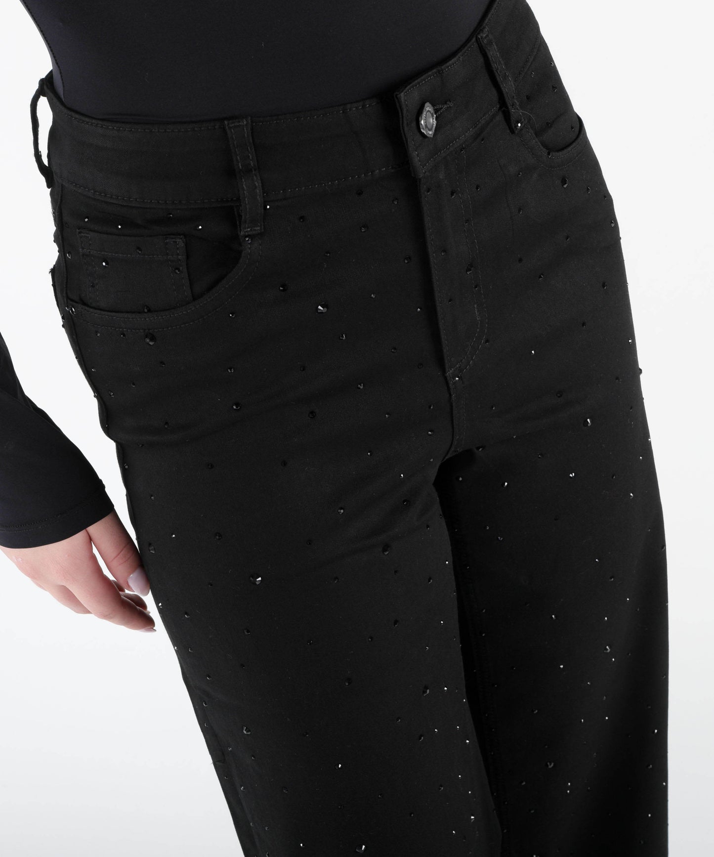RIBKOFF Jeans classici a gamba larga con strass
