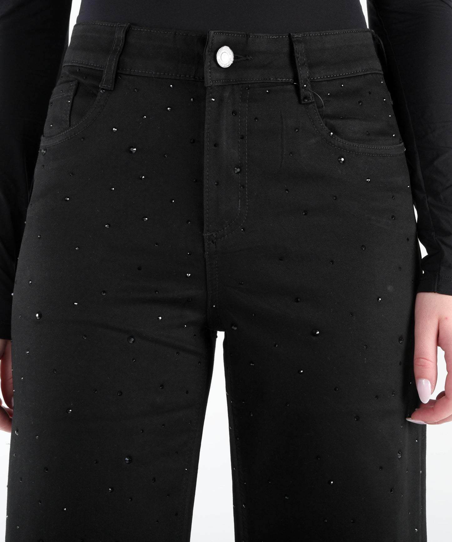 RIBKOFF Jeans classici a gamba larga con strass