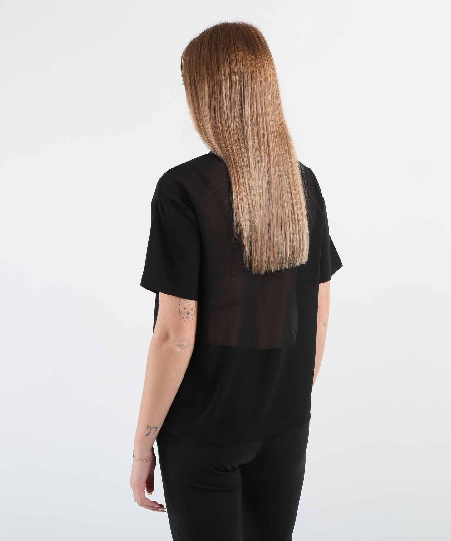LIUJO BLACK T-shirt con perle e strass