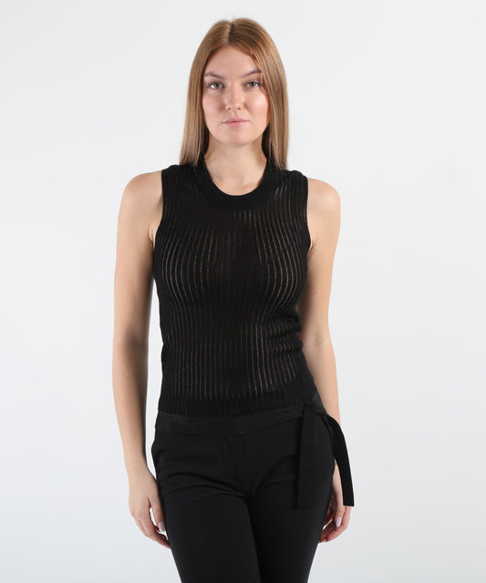 LIUJO BLACK Top in maglia lurex®