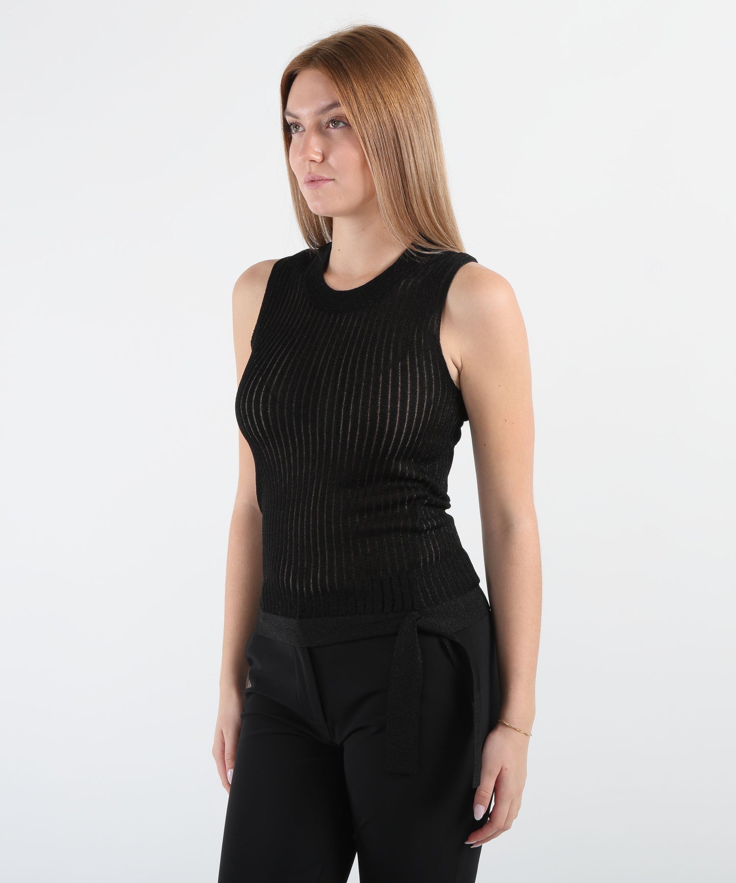 LIUJO BLACK Top in maglia lurex®
