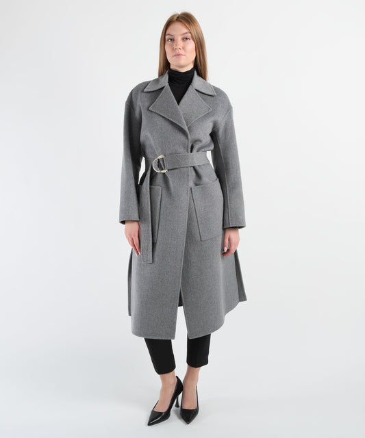 LIUJO BLACK Wool coat with belt