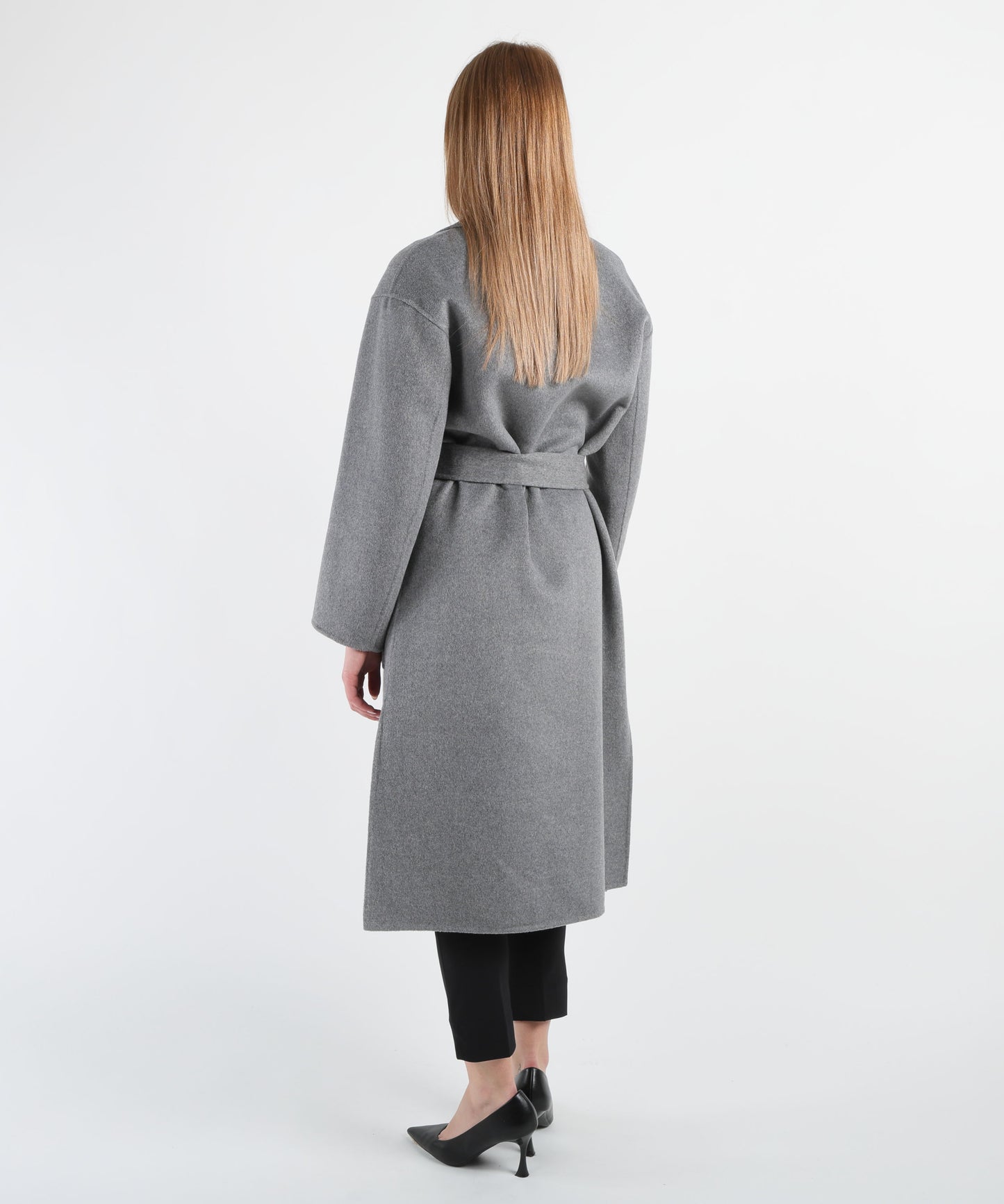LIUJO BLACK Wool coat with belt