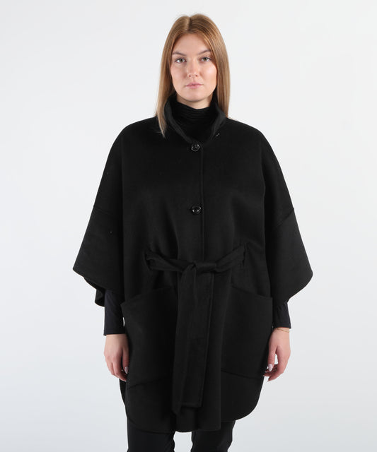 LIUJO BLACK Wool coat with belt