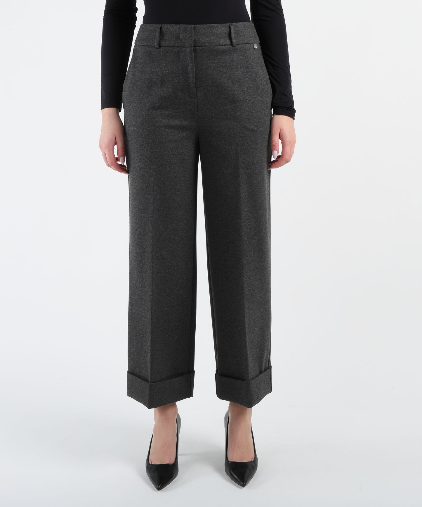 LIUJO BLACK Pantaloni cropped con piega