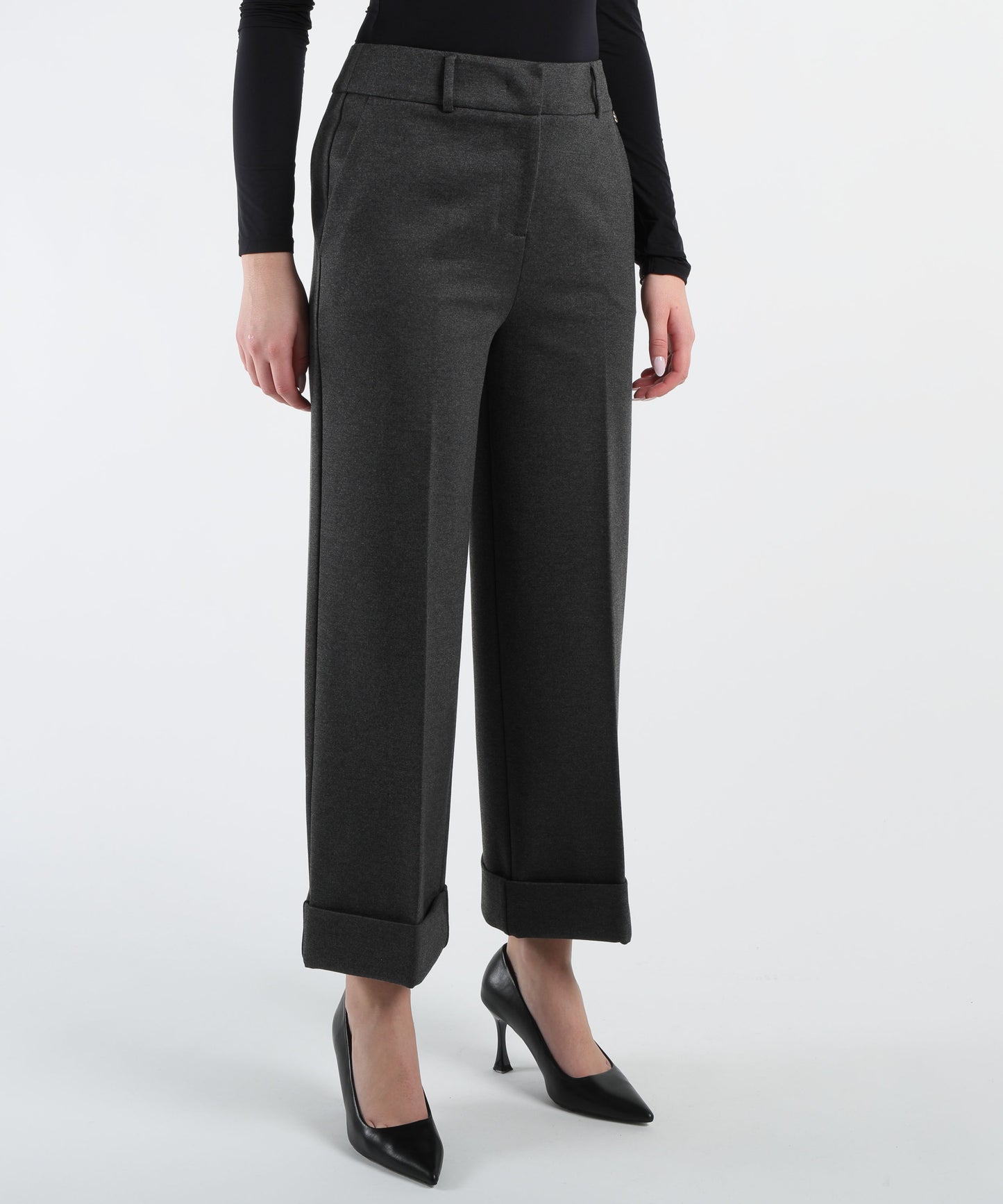 LIUJO BLACK Pantaloni cropped con piega